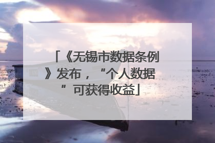 《无锡市数据条例》发布，“个人数据”可获得收益