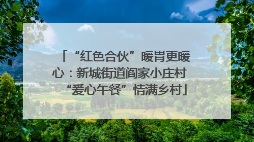 “红色合伙”暖胃更暖心：新城街道阎家小庄村“爱心午餐”情满乡村