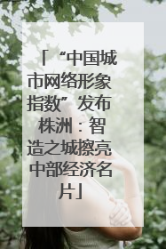 “中国城市网络形象指数”发布 株洲：智造之城擦亮中部经济名片
