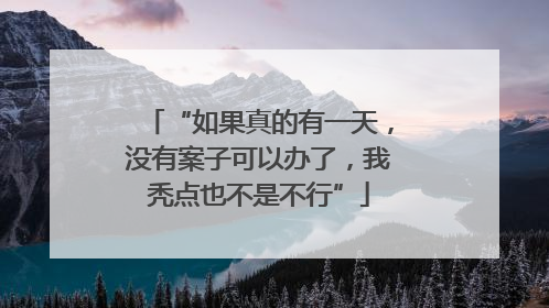 “如果真的有一天，没有案子可以办了，我秃点也不是不行”