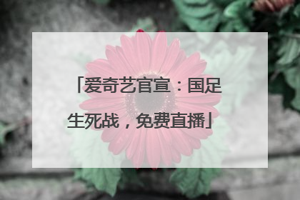 爱奇艺官宣：国足生死战，免费直播
