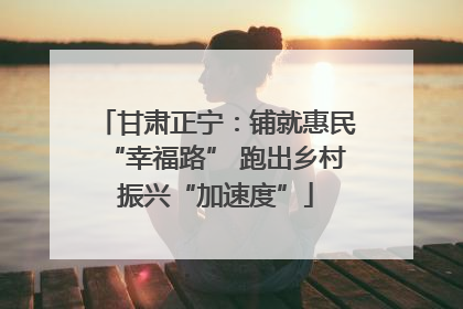 甘肃正宁：铺就惠民“幸福路” 跑出乡村振兴“加速度”