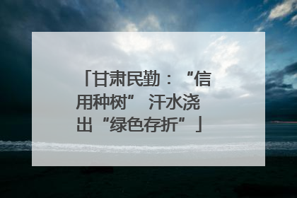 甘肃民勤：“信用种树” 汗水浇出“绿色存折”