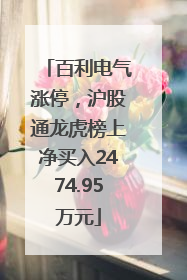 百利电气涨停，沪股通龙虎榜上净买入2474.95万元