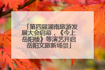 第四届湖南旅游发展大会启幕，《今上岳阳楼》等演艺开启岳阳文旅新场景