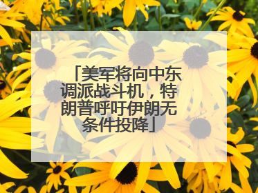 美军将向中东调派战斗机，特朗普呼吁伊朗无条件投降