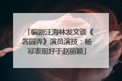 编剧汪海林发文谈《酱园弄》演员演技：杨幂表现好于赵丽颖