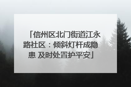 信州区北门街道江永路社区：倾斜灯杆成隐患 及时处置护平安