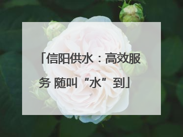 信阳供水：高效服务 随叫“水”到