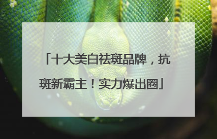 十大美白祛斑品牌，抗斑新霸主！实力爆出圈
