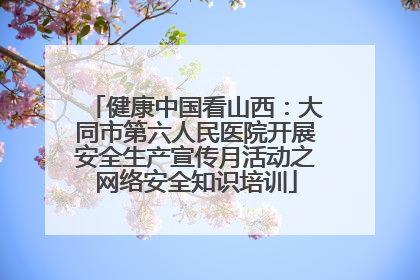 健康中国看山西：大同市第六人民医院开展安全生产宣传月活动之网络安全知识培训