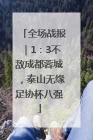 全场战报｜1：3不敌成都蓉城，泰山无缘足协杯八强