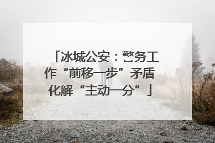 冰城公安：警务工作“前移一步”矛盾化解“主动一分”