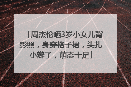 周杰伦晒3岁小女儿背影照，身穿格子裙，头扎小辫子，萌态十足