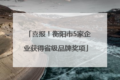 喜报！衡阳市5家企业获得省级品牌奖项