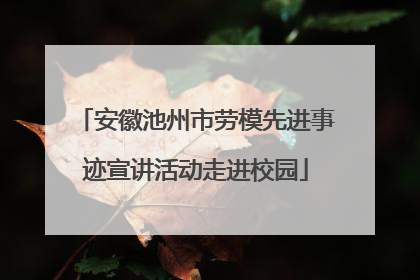 安徽池州市劳模先进事迹宣讲活动走进校园