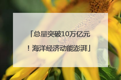 总量突破10万亿元！海洋经济动能澎湃