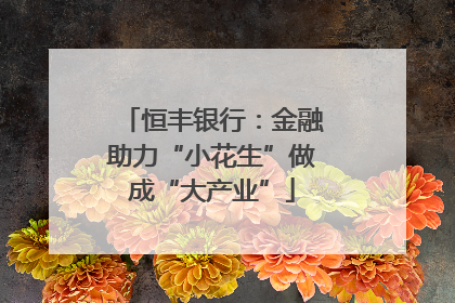 恒丰银行：金融助力“小花生”做成“大产业”