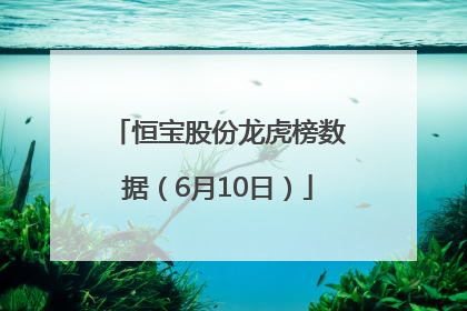 恒宝股份龙虎榜数据（6月10日）
