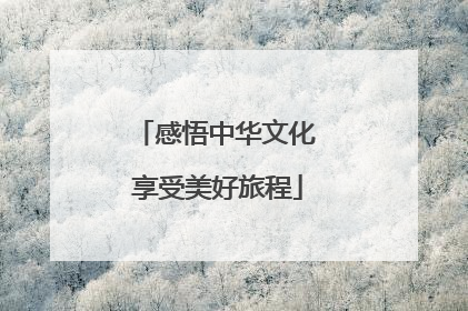 感悟中华文化 享受美好旅程