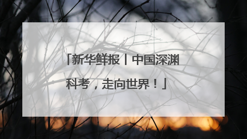 新华鲜报丨中国深渊科考，走向世界！