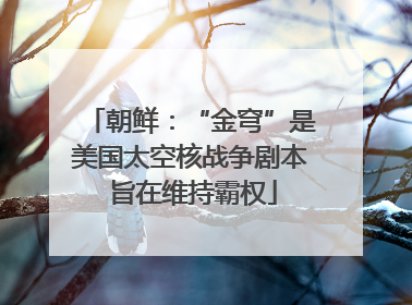 朝鲜：“金穹”是美国太空核战争剧本 旨在维持霸权