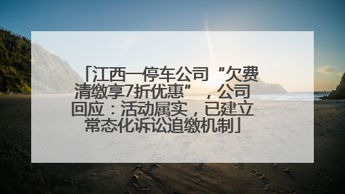 江西一停车公司“欠费清缴享7折优惠”，公司回应：活动属实，已建立常态化诉讼追缴机制