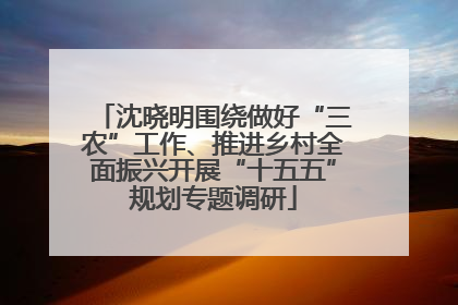 沈晓明围绕做好“三农”工作、推进乡村全面振兴开展“十五五”规划专题调研