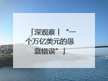 深观察丨“一个万亿美元的愚蠢错误”