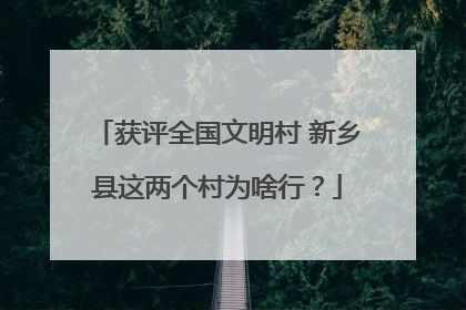 获评全国文明村 新乡县这两个村为啥行？