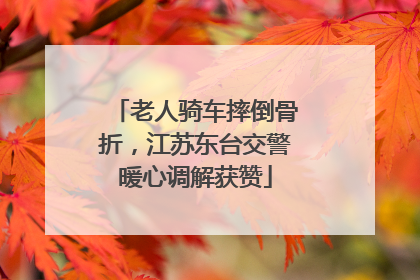 老人骑车摔倒骨折，江苏东台交警暖心调解获赞