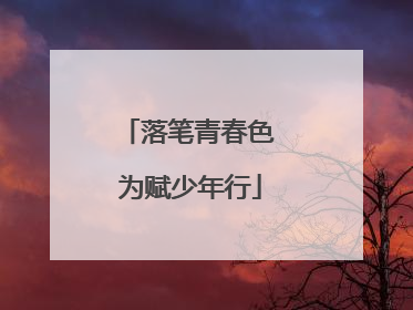 落笔青春色 为赋少年行