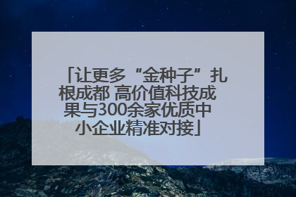 让更多“金种子”扎根成都 高价值科技成果与300余家优质中小企业精准对接
