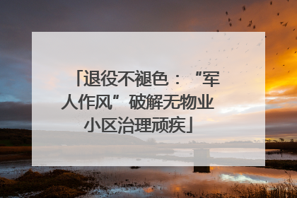 退役不褪色：“军人作风”破解无物业小区治理顽疾