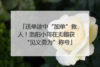 送单途中“加单”救人！洛阳小哥在无锡获“见义勇为”称号