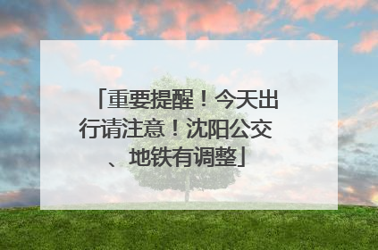 重要提醒！今天出行请注意！沈阳公交、地铁有调整