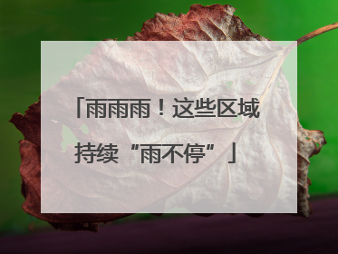 雨雨雨！这些区域持续“雨不停”